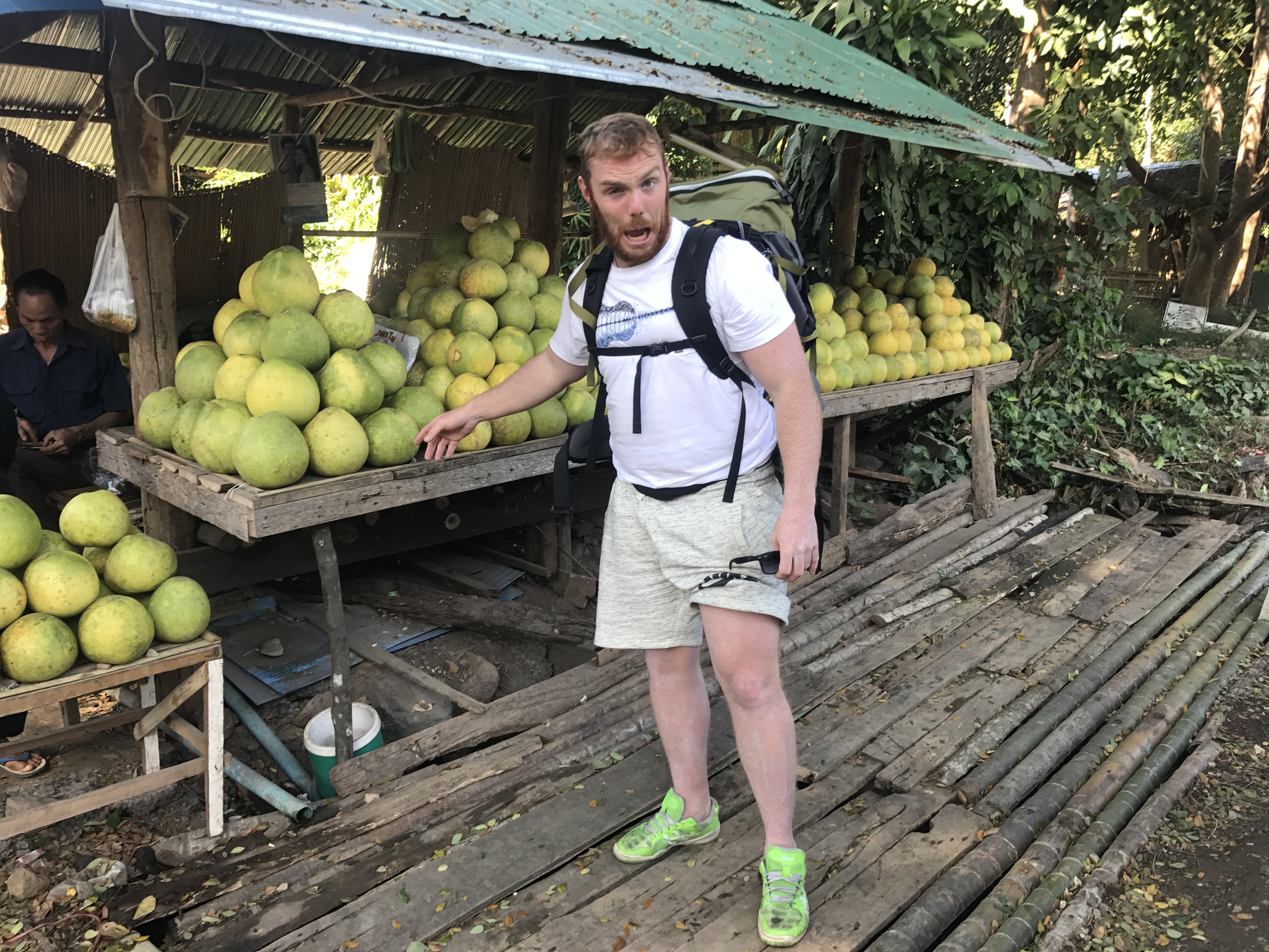 Andreas next to the fruit stool