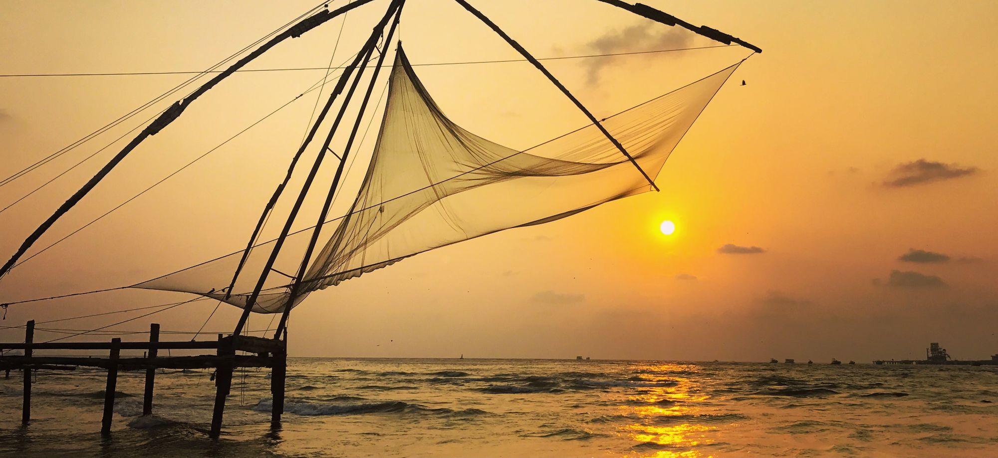 Chinese fishing nets in Kochin, India.